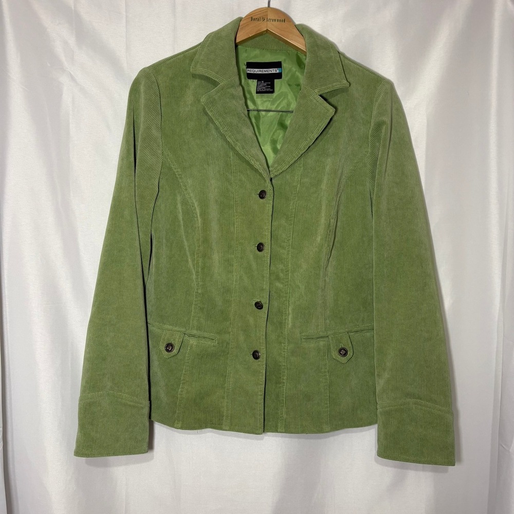 Requirements Vintage Sage Green Corduroy Blazer Jacket Womens Medium M Lined Top